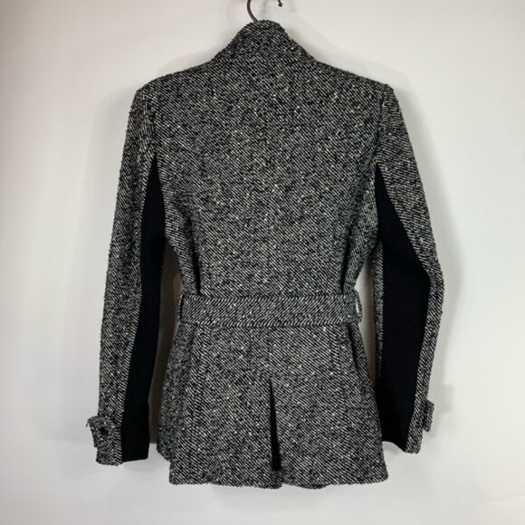Express Black White Tweed Coat Short Sz Medium - Picture 2 of 8